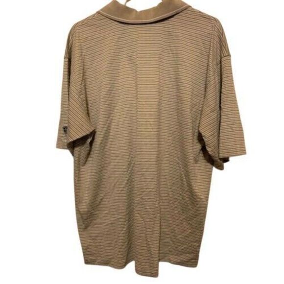 NIKE GOLF BEAR'S BEST GOLF COURSE SIZE LARGE BEIGE STRIPED POLO SHIRT - Picture 4 of 5